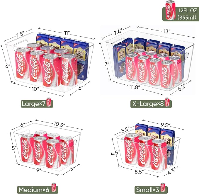 BALEINE Clear Plastic Storage Bins, Pantry Organization, BPA Free Stackable - Image 3