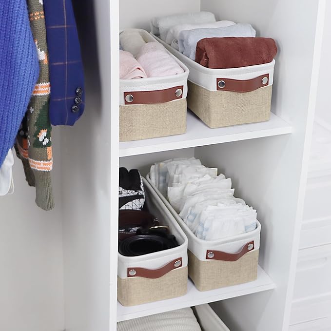 Univivi 4PC Long Narrow Storage Baskets, Small Fabric Storage Bins - Image 4