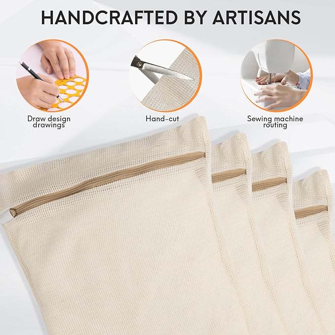 4-Piece Medium Durable Organic Cotton Mesh Laundry Bags - Image 3