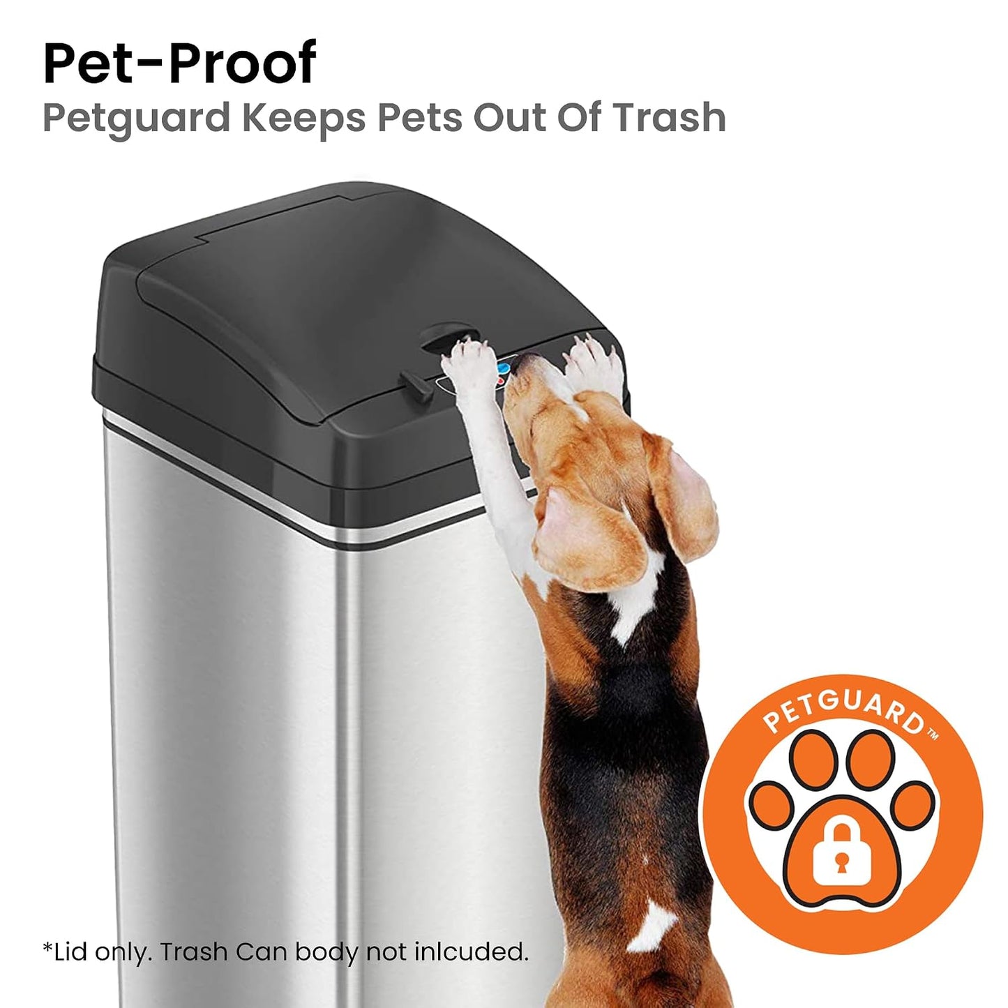 iTouchless New Sensor Trash Can Lid Replacement for Models IT13MX, IT13MXL, DZT13P, DZT13PL, DZT13M, and DZT08P, DZT08PL, and Other Variants