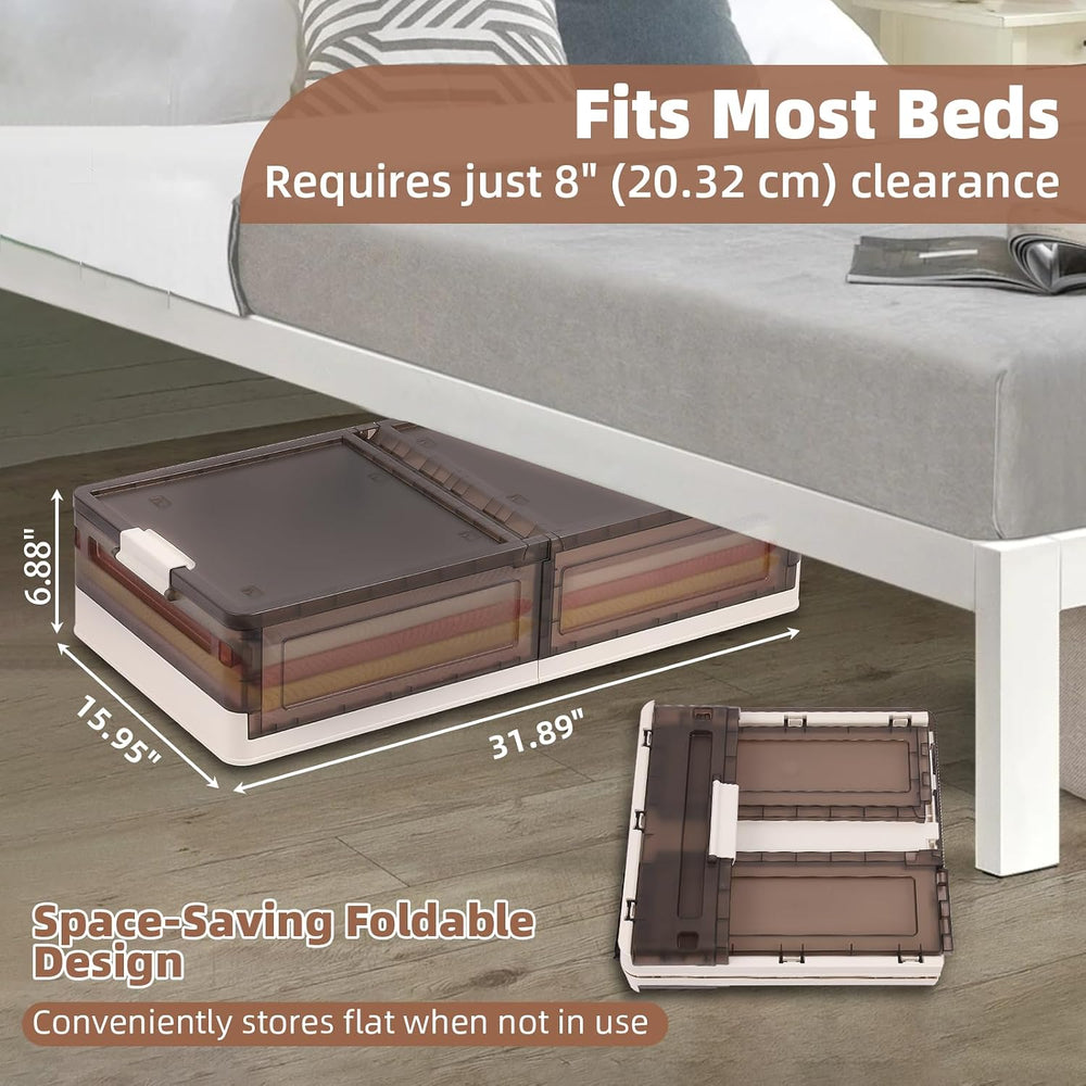 FAHKNS 2 Pack Under Bed Storage with Wheels, 15.2Gal Stackable Under Bed Stor...