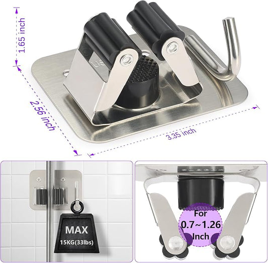 Broom Holder Wall Mount Screw Drilling, Sturdy Heavy Duty Stainless Steel Mop - Image 2