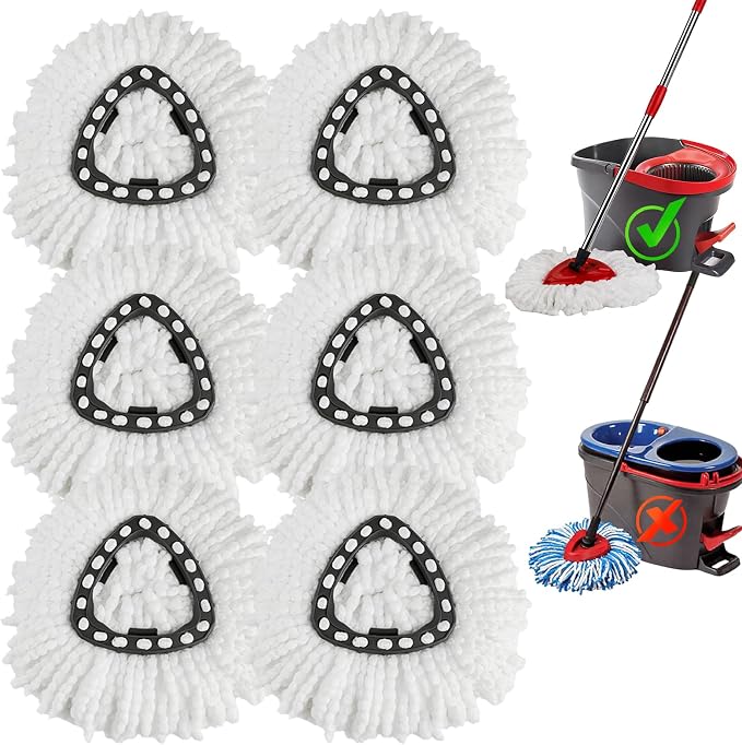 6 Pack Spin Mop Replacement Heads, Microfiber Spin Mop Refills by APOCHON