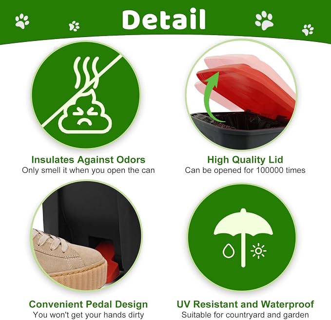 Dog Poop Trash Can Outside, 20L/5Gallon Dog Waste Trash Can - Image 3
