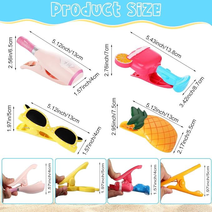 Sieral 8 Pcs Beach Towel Clips Beach Chair Pool Clips - Image 2