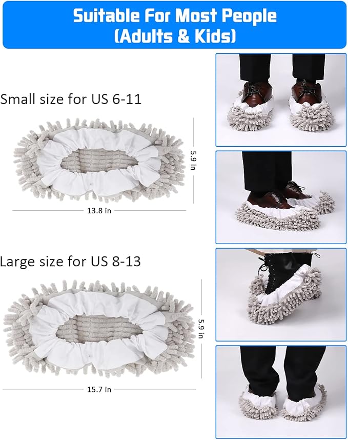 8 Pcs Mop Slippers Socks Floor Cleaning, Microfiber Shoe Covers dust Washable - Image 4