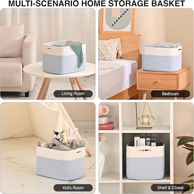 Woven Cotton Rope Storage Basket - Image 4