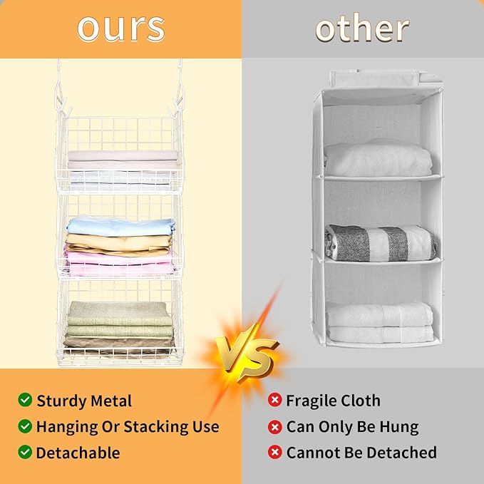 X-cosrack 3 Tier Foldable Closet Organizer, Clothes Shelves - Image 9