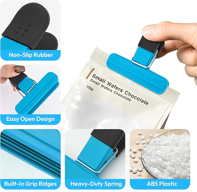 OWLKELA Chip Clips, 12 Pack Colors Wide Open Bag Clips - Image 3