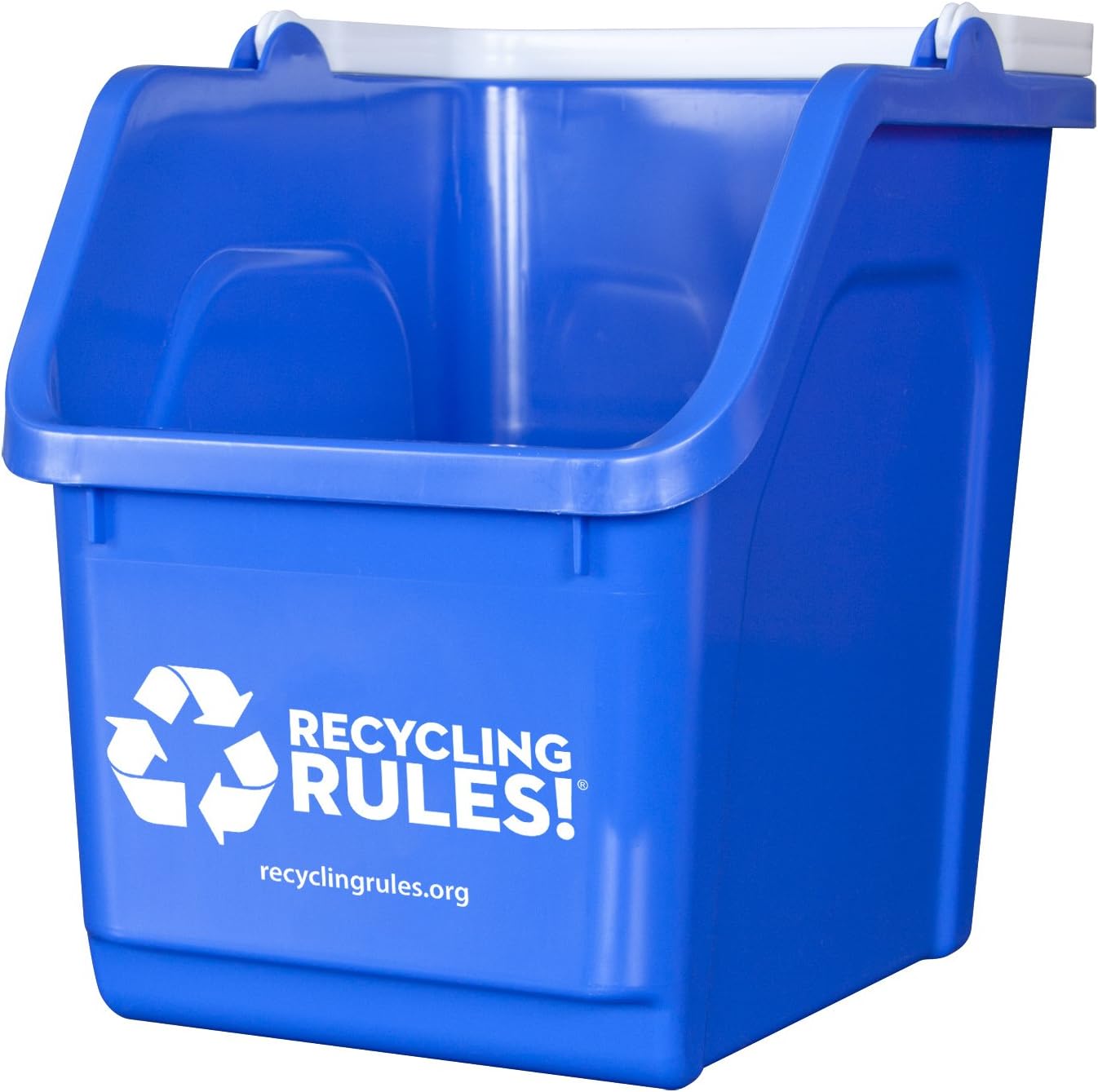 6 Gallon Stackable Recycling Bin Container in Blue, Eco-Friendly BPA-Free Handy Recycler with Handle, 6-Pack