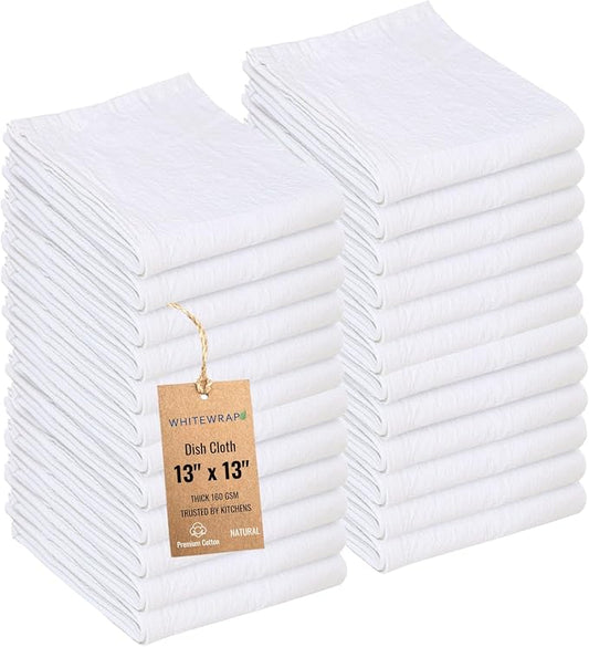 WHITEWRAP Dish Cloths Cotton| Kitchen Wash Cloth| Shop Towels Absorbent and by WHITEWRAP