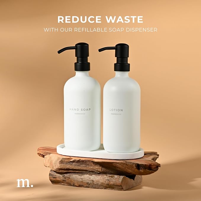 MaisoNovo Soap Dispenser 3-Piece Set | 16.9oz White Bottles - Image 7