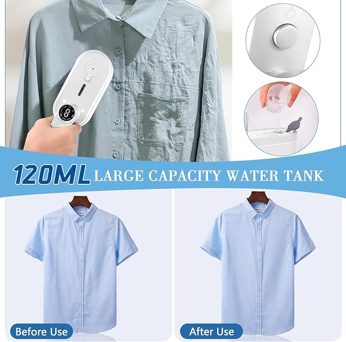 Travel Steamer for Clothes Portable Mini, 8 Steam & Iron Modes Iron Steamer - Image 5