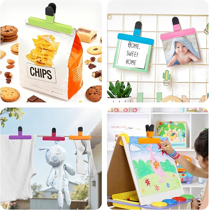 OWLKELA Chip Clip, 6 Pack Colors Wide Open Bag Clips - Image 7