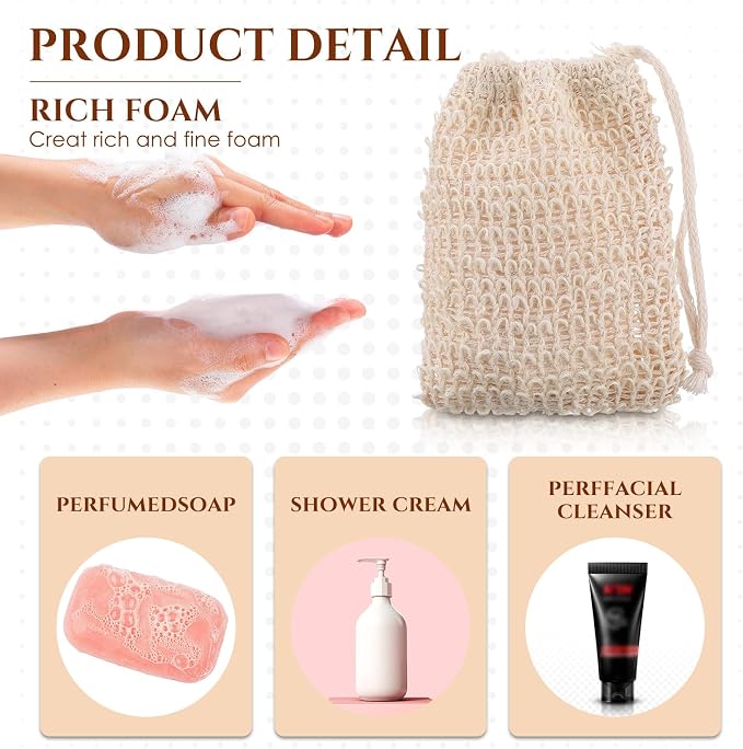 Rtteri 240 Pcs Soap Exfoliating Bag, Natural Sisal Soap Pouch Saver Body Shower - Image 7