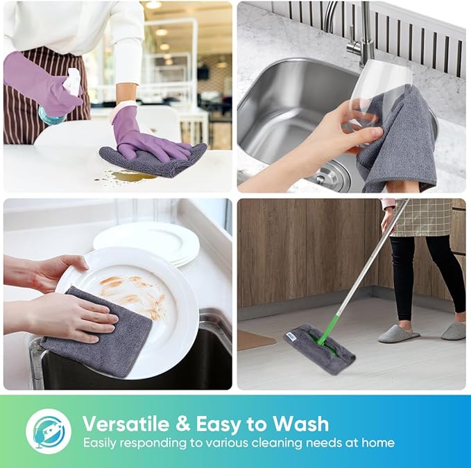 HOMEXCEL Grey Microfiber Cleaning Cloth, 12 Pack Premium Microfiber Towels - Image 5