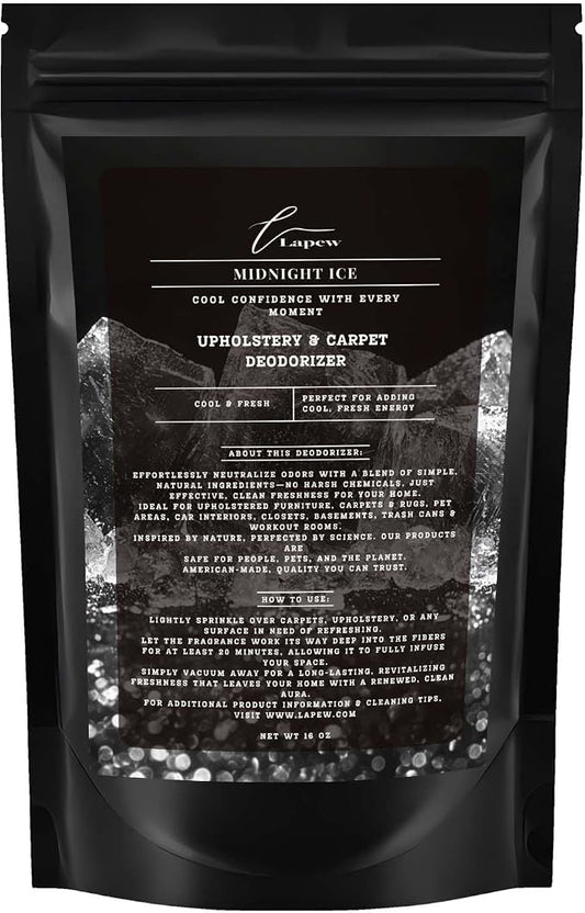 Midnight Ice Carpet Freshener Powder 16 oz | Powerful Odor Eliminator by Lapew