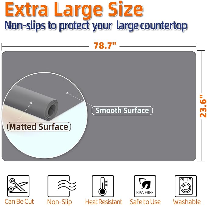 Warome Silicone Mat, 78.7”x 23.6” Heat Resistant Mats - Image 3