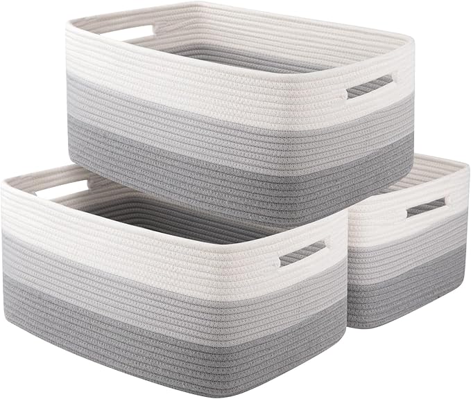 Large Storage Basket for Organizing, Woven Rope Basket for Shelves, Closet by OIASKET