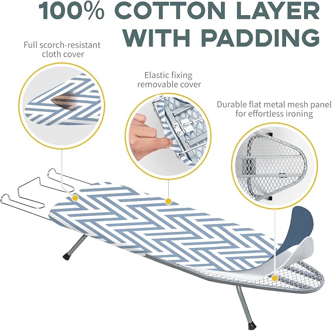 Small Tabletop Ironing Board Foldable, RAINHOL Steel Mesh Portable Iron Board - Image 2