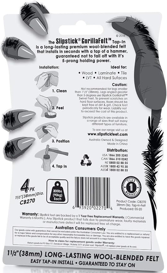 GorillaFelt CB270 Furniture Feet Floor Protectors/Felt Glides Tap On Felt - Image 2