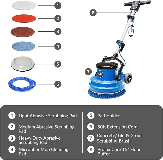 Prolux Core Heavy Duty 15 inch Floor Buffer Scrubber and Polisher Cleaning - Image 8