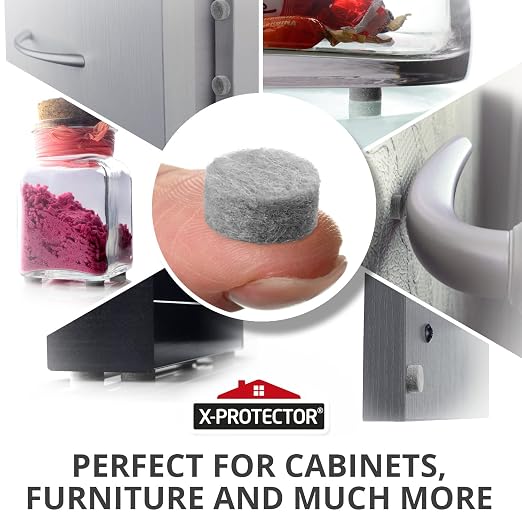 Cabinet Door Bumpers X-Protector 100 PCS – Small Felt Pads 3/8” – Ideal Grey - Image 3