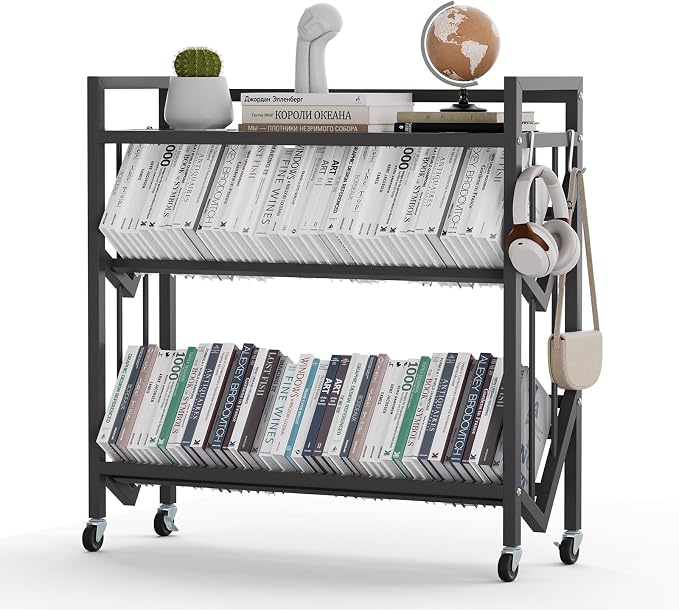 Book Carts 3 Tier 35.4x32x9.84 in Rolling Book Cart Large Capacity Bookshelf by foriy
