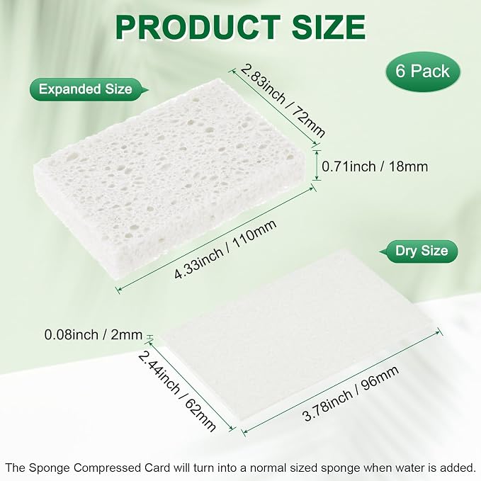 6-Pack Kitchen Sponges, Condense Eco Cellulose Non-Scratch Scrub Heavy Sponge - Image 3