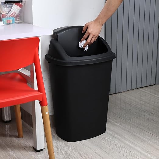 13 Gallon Garbage Can with Swing Lid, Plastic Kitchen Trash Can, 4 Pack - Image 5