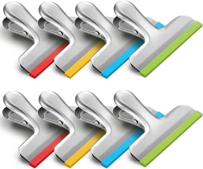 HOUSE AGAIN 8 Pack Stainless Steel Chip Bag Clips Covered by HOUSEAGAIN
