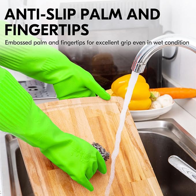 Vgo... 1-Pair Dishwashing Gloves, Reusable Household Gloves, Kitchen Gloves - Image 4