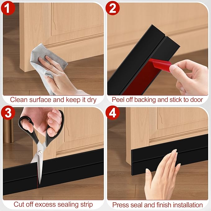 MYFAMIREA Door Weather Stripping 3IN x 20FT Door Draft Stopper Seal Tape - Image 5