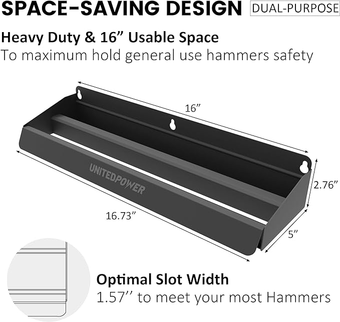 UNITEDPOWER Hammer Holder, Wall Mount Storage Rack Organizer - Image 2