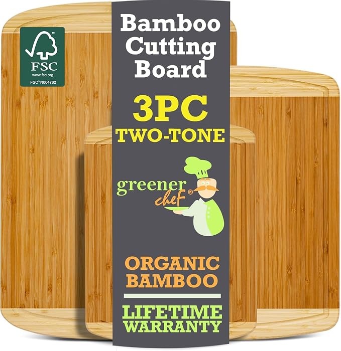 Extra Large Bamboo Cutting Board Set – Wood Cutting Boards - Image 9