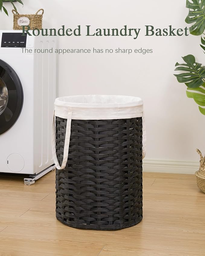 Laundry Hamper Laundry Basket Round 19.0 Gal Handwoven Rattan Laundry Basket - Image 2