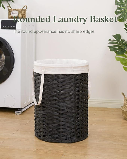 Laundry Hamper Laundry Basket Round 19.0 Gal Handwoven Rattan Laundry Basket - Image 2