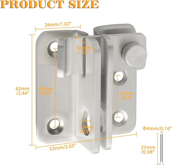 Alise Flip Latch, Gate Latches Slide Bolt Latch Safety Door Lock Catch - Image 2