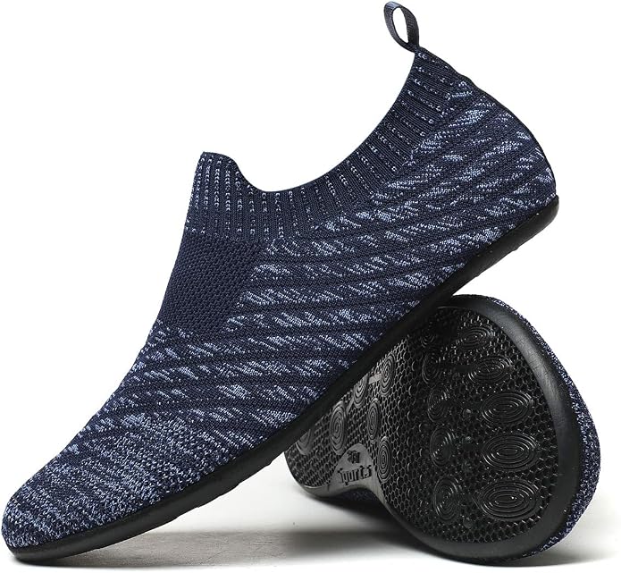 QZKDM Lightweight Slip on Grip Indoor House Slippers Barefoot Non Slip Home by QZKDM