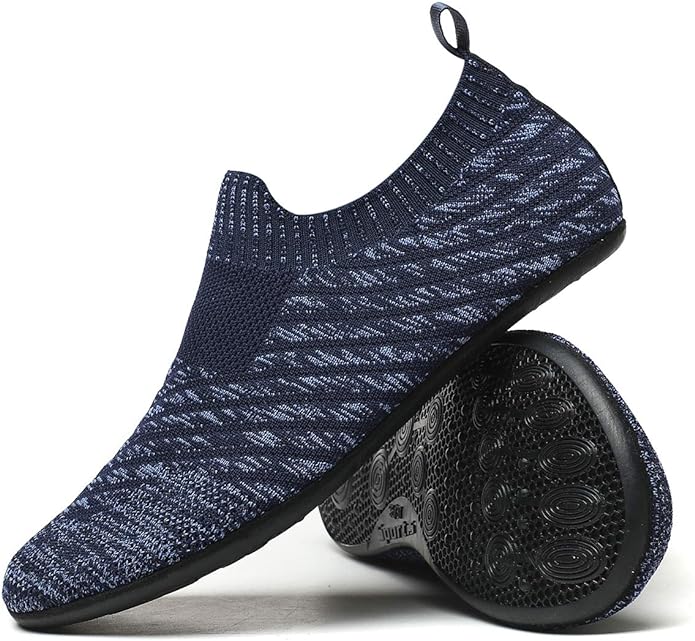 QZKDM Lightweight Slip on Grip Indoor House Slippers Barefoot Non Slip Home by QZKDM