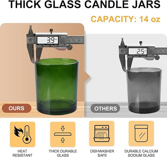 14 OZ Thick Candle Jars for Making Candles 12 Pcs, 3 Wick Empty Jars - Image 2