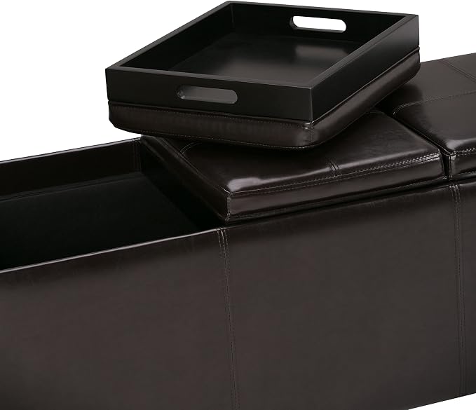 SIMPLIHOME Avalon 42 inch Wide Contemporary Rectangle Storage Ottoman in