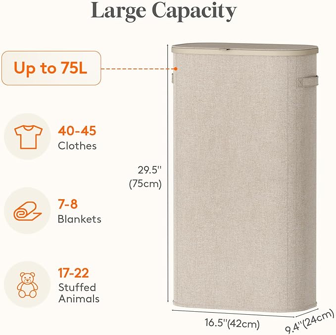 Lifewit 75L Slim Laundry Basket - Image 3