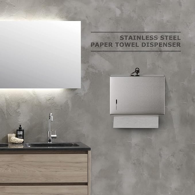 Wall Mounte Paper Towel Dispensers, 10.4" L x 3.3" D x 8.3" H, Stainless Steel - Image 5