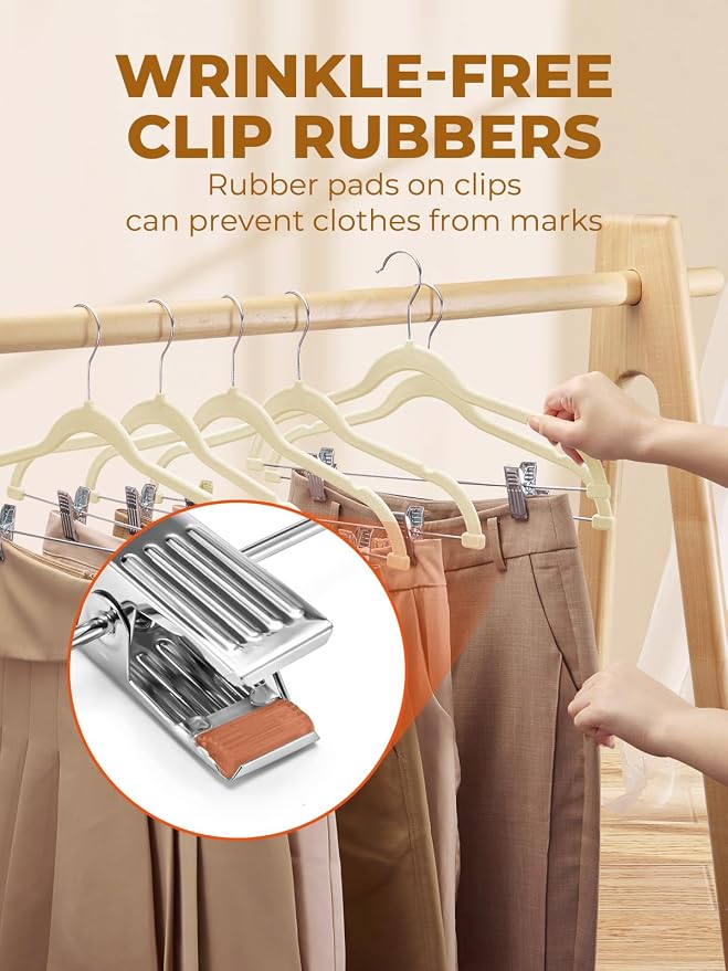 HOUSE DAY Velvet Skirt Hangers 24 Pack, Space Saving Slim Shorts Hanger - Image 4