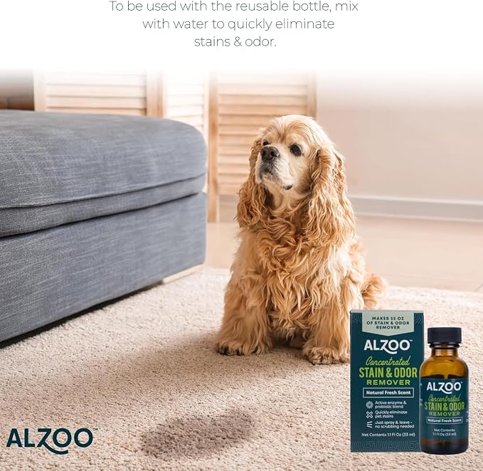 ALZOO Concentrated Stain & Odor Remover Refill Bottle, 100% Plant-Based Active - Image 5