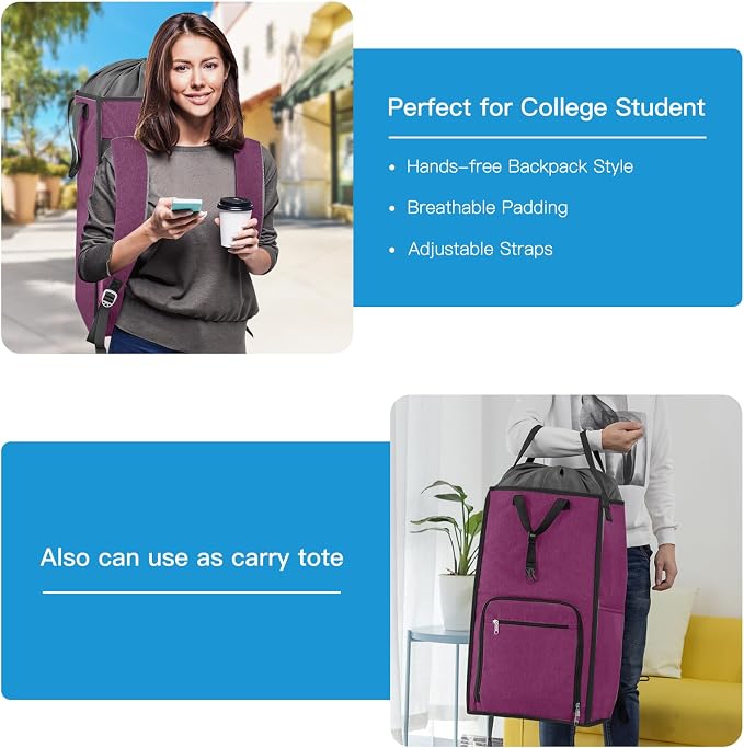 Bukere Laundry Tote Basket, Laundry Backpack Bag - Image 3