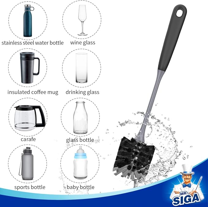 MR.SIGA Long Handle Bottle Brush, Flexible Scrub Brush - Image 4