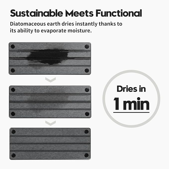 2 Pack Fast Drying Water Absorbing Diatomite Stone Mat Tray - Image 5