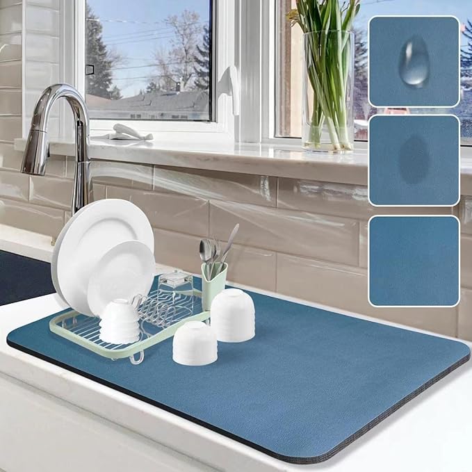 Dish Drying Mat for Kitchen Counter, Hide Stain Anti Absorbent for Kitchen by Etomiel